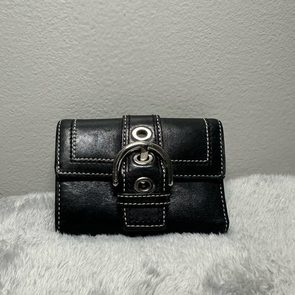 Coach Vintage Authentic Black Leather Trifold Wallet. - Picture 1 of 7
